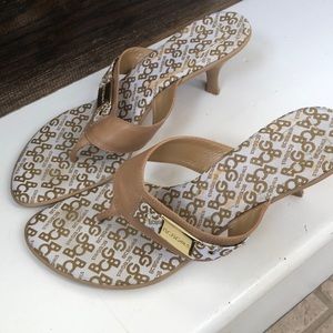 2-Inch BCBGIRLS Beige and Gold Sandals